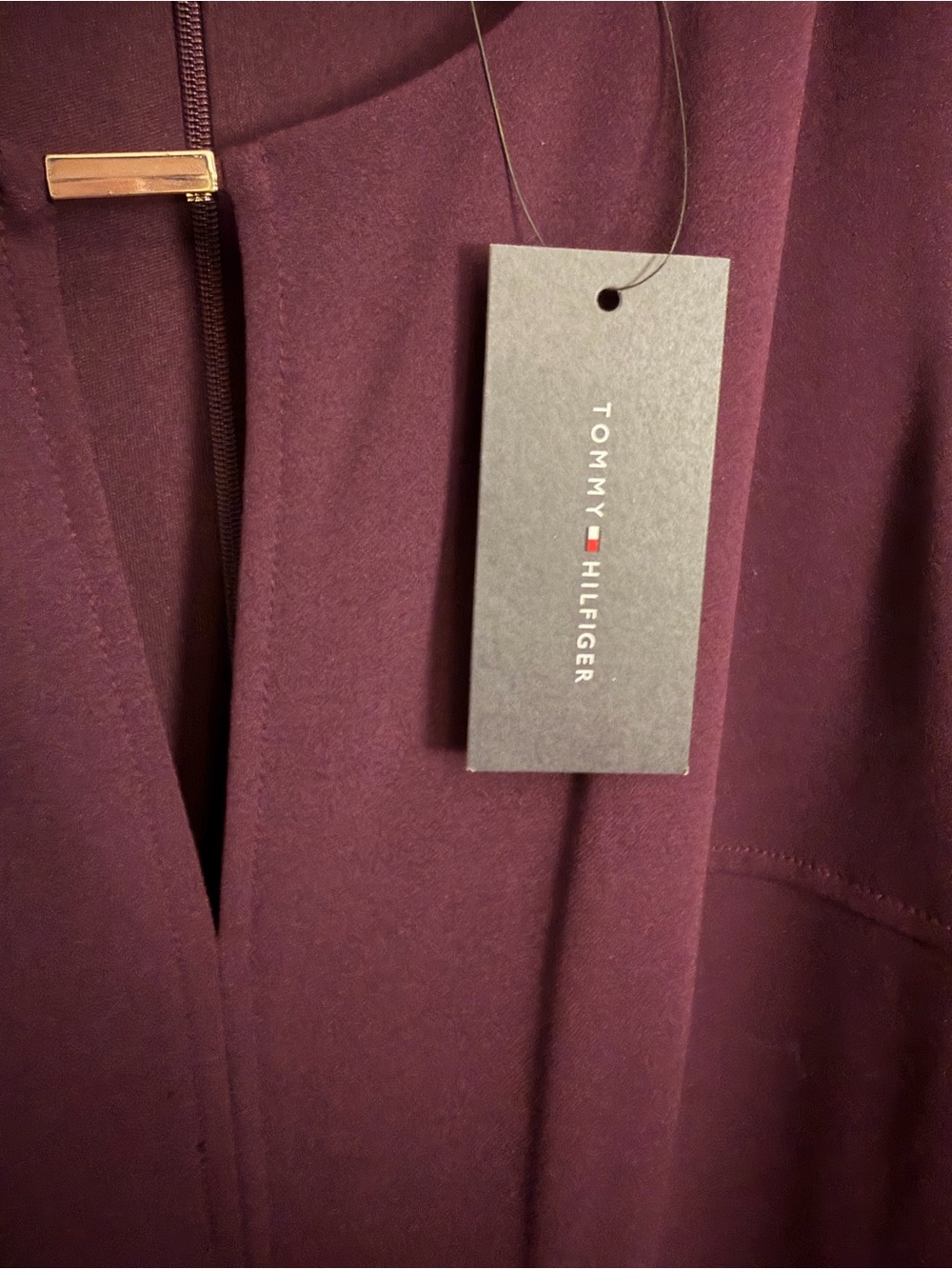 Tommy Hilfiger Keyhole Wide Leg Jumpsuit Deep Plum NWT Size 14 - Picture 5 of 9